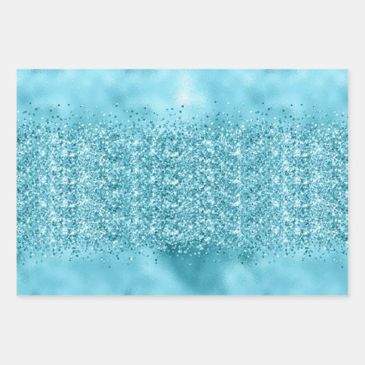 Feuille De Papier Cadeau Aqua Gold Glitzy Parties scintillant (inspirée de  (Devant 3)