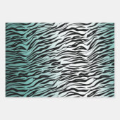 Feuille De Papier Cadeau Aqua Mint Black Zebra Print Ombre (Devant 3)