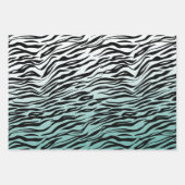 Feuille De Papier Cadeau Aqua Mint Black Zebra Print Ombre (Devant)
