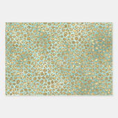 Feuille De Papier Cadeau Aqua Mint Gold Glitz Parties scintillant Leopard (Devant)