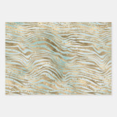 Feuille De Papier Cadeau Aqua Mint Gold Glitz Sparkle Poster de animal (Devant)