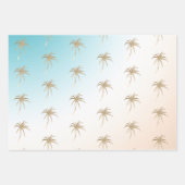 Feuille De Papier Cadeau Aqua Peach Gold Palm Tree Tropical (Devant)