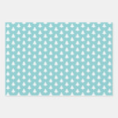 Feuille De Papier Cadeau Aqua/White Christmas Tree Motif emblématique (Devant 3)