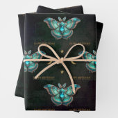 Feuille De Papier Cadeau Aquamarine Mars Birthstone Moth Joyeux anniversair (En situation)