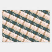 Feuille De Papier Cadeau Aquarelle Abstraite Festive Vert et Motif rose (Devant 2)