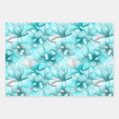 Feuille De Papier Cadeau Aquarelle Abstraite Fleurs bleues (Devant)