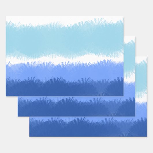 Feuille De Papier Cadeau Aquarelle Abstraite moderne tons bleus (Lot)