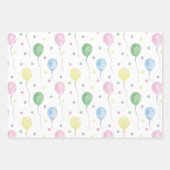 Feuille De Papier Cadeau Aquarelle Anniversaire Présent Ballons gâteau Conf (Devant 2)