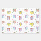 Feuille De Papier Cadeau Aquarelle Anniversaire Présent Ballons gâteau Conf (Devant)