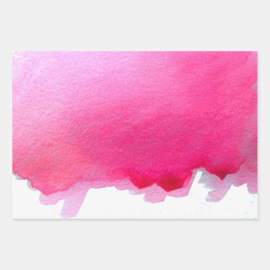 Feuille De Papier Cadeau Aquarelle arc-en-ciel bohème rose bleu (Devant)