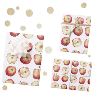 Feuille De Papier Cadeau Aquarelle aux fruits de pomme