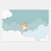 Feuille De Papier Cadeau Aquarelle bébé Giraffe, Safari Animaux Anniversair (Devant 2)