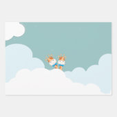 Feuille De Papier Cadeau Aquarelle bébé Giraffe, Safari jumeaux Anniversair (Devant 2)