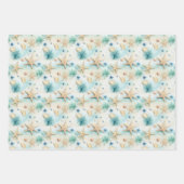 Feuille De Papier Cadeau Aquarelle bleu beige bleu Starfish transparent (Devant 2)