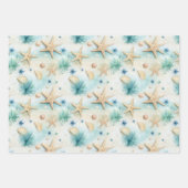 Feuille De Papier Cadeau Aquarelle bleu beige bleu Starfish transparent (Devant)