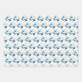 Feuille De Papier Cadeau Aquarelle Bleu Clair Et Or Peinte À La Main (Devant)