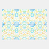 Feuille De Papier Cadeau Aquarelle bleu mou Astronautes de l'espace (Devant)