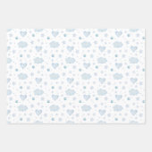 Feuille De Papier Cadeau Aquarelle Bleu nuages Étoiles et ballons (Devant 2)