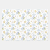 Feuille De Papier Cadeau Aquarelle Bleu nuages Étoiles et ballons (Devant)