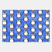Feuille De Papier Cadeau Aquarelle bleu Pingouin Cute (Devant 3)