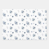Feuille De Papier Cadeau Aquarelle bleu poussiéreux Floral (Devant 2)