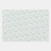 Feuille De Papier Cadeau Aquarelle bleu vert Botanique (Devant)