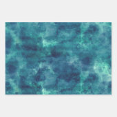 Feuille De Papier Cadeau Aquarelle bleue Abstraction (Devant 3)