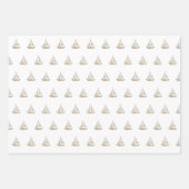 Feuille De Papier Cadeau Aquarelle Bleue Bleu Bande Voilier (Devant 2)