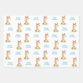 Feuille De Papier Cadeau Aquarelle bleue Petit Cheval (Devant 2)