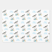 Feuille De Papier Cadeau Aquarelle bleue Petite vache (Devant 2)