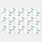 Feuille De Papier Cadeau Aquarelle bleue Petite vache (Devant)