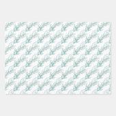 Feuille De Papier Cadeau Aquarelle Blue Bow Garland Noël (Devant 3)