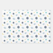 Feuille De Papier Cadeau Aquarelle Blue Space Planet Motif (Devant 3)