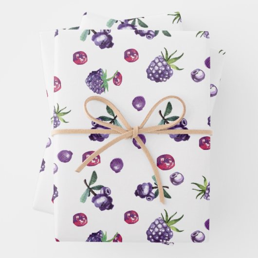 Feuille De Papier Cadeau Aquarelle Blueberry (En situation)