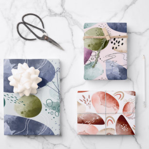 Feuille De Papier Cadeau Aquarelle Boho Abstraite