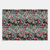 Feuille De Papier Cadeau Aquarelle botanique de Noël rustique (Devant 2)