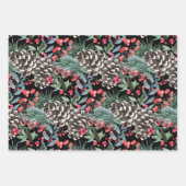 Feuille De Papier Cadeau Aquarelle botanique de Noël rustique (Devant)