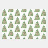 Feuille De Papier Cadeau Aquarelle Bourgogne Arbre de Noël (Devant 2)