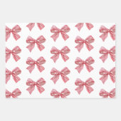 Feuille De Papier Cadeau Aquarelle Bow rayé rouge et blanc (Devant)