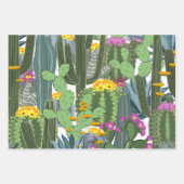 Feuille De Papier Cadeau Aquarelle Cactus et Fleurs de cactus  (Devant 3)
