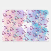 Feuille De Papier Cadeau Aquarelle Caticorn Meow-Gical Anniversaire (Devant 3)