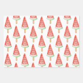 Feuille De Papier Cadeau Aquarelle Chevron Watermelon Popsicle (Devant)