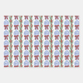 Feuille De Papier Cadeau Aquarelle Chinoiserie Plaques Wreath Noël (Devant 2)