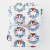 Feuille De Papier Cadeau Aquarelle Chinoiserie Plaques Wreath Noël (En situation)