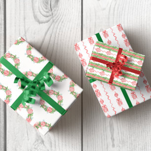 Feuille De Papier Cadeau Aquarelle Chinoiserie Wreath & Garland Christmas