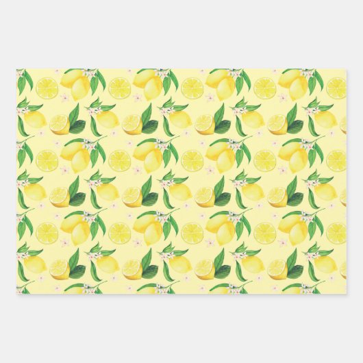 Feuille De Papier Cadeau Aquarelle Citron  (Devant 2)