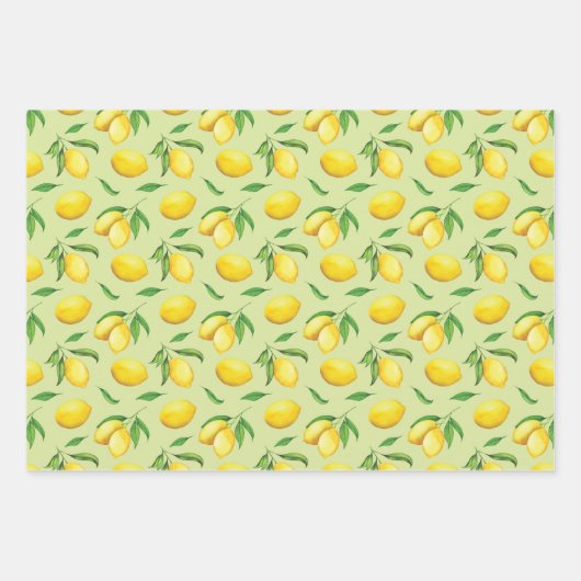 Feuille De Papier Cadeau Aquarelle Citron  (Devant)