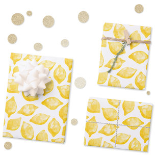 Feuille De Papier Cadeau Aquarelle Citron Motif