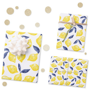 Feuille De Papier Cadeau Aquarelle Citron Motif