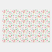 Feuille De Papier Cadeau Aquarelle Cœurs de pastèque et verdure (Devant)